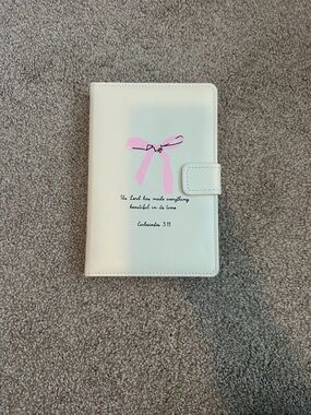 Pink Ribbon White Journal Case with Scripture